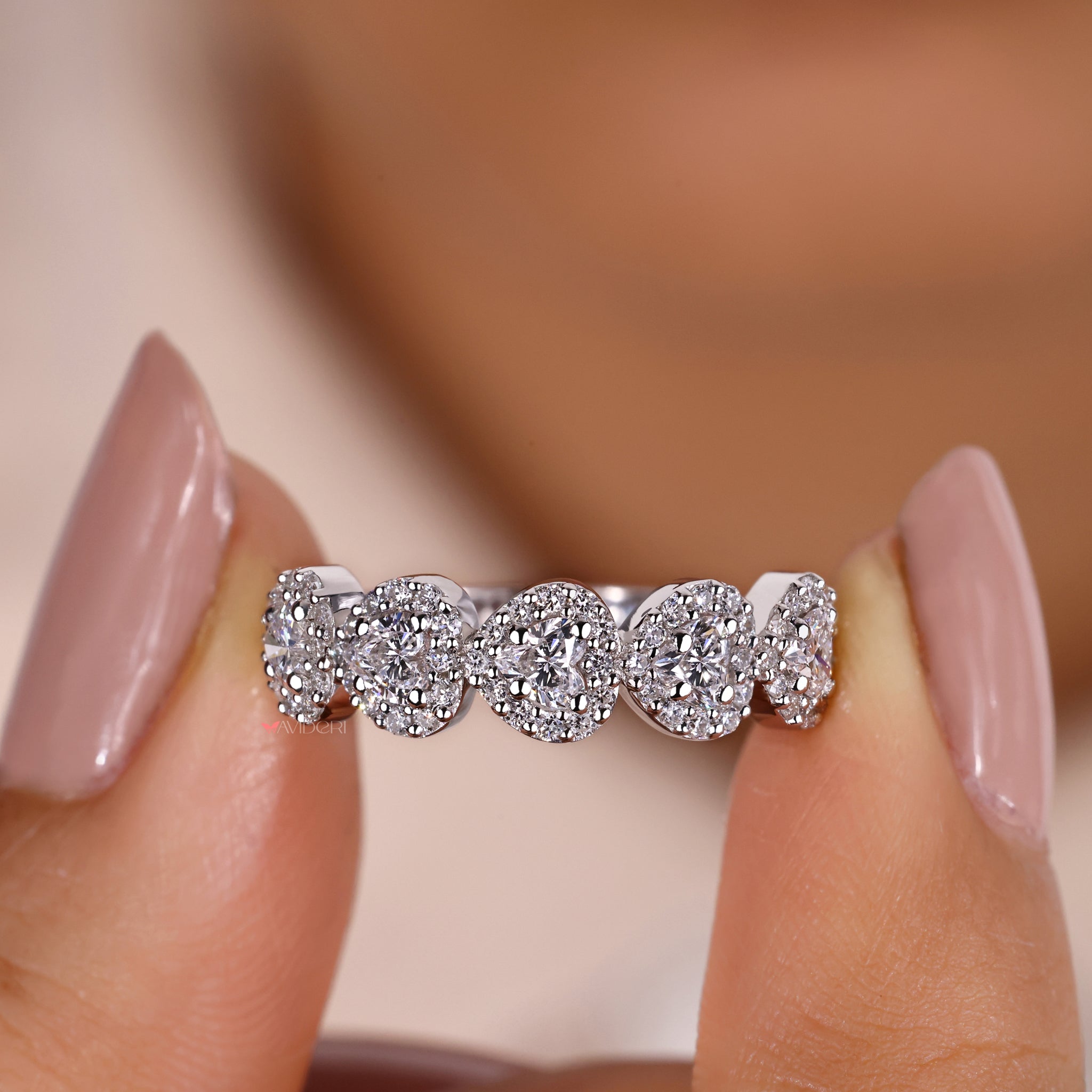 Half eternity band featuring lab-grown diamonds.

