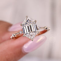 3 Carat Hexagon Step Cut Diamond Ring