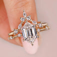 Hexagon step with marquise cut bridal set with IGI certified.
