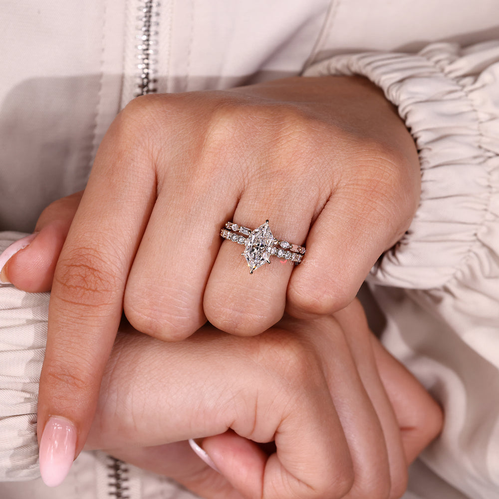 Pave setting ring with 6 claw prong setting.
