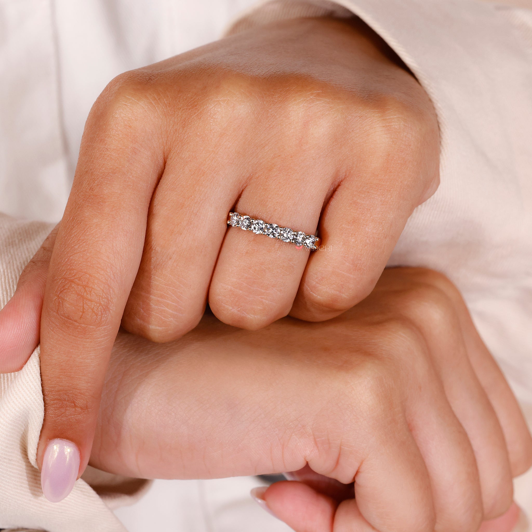 Round Diamond Wedding Band Hidden Micro Pave