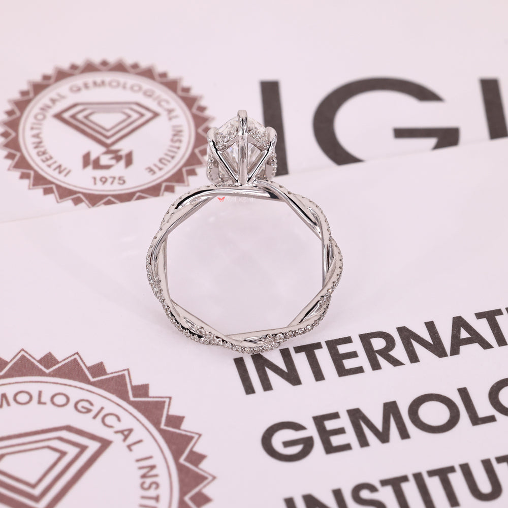 White gold diamond ring with lab-grown diamond ring.