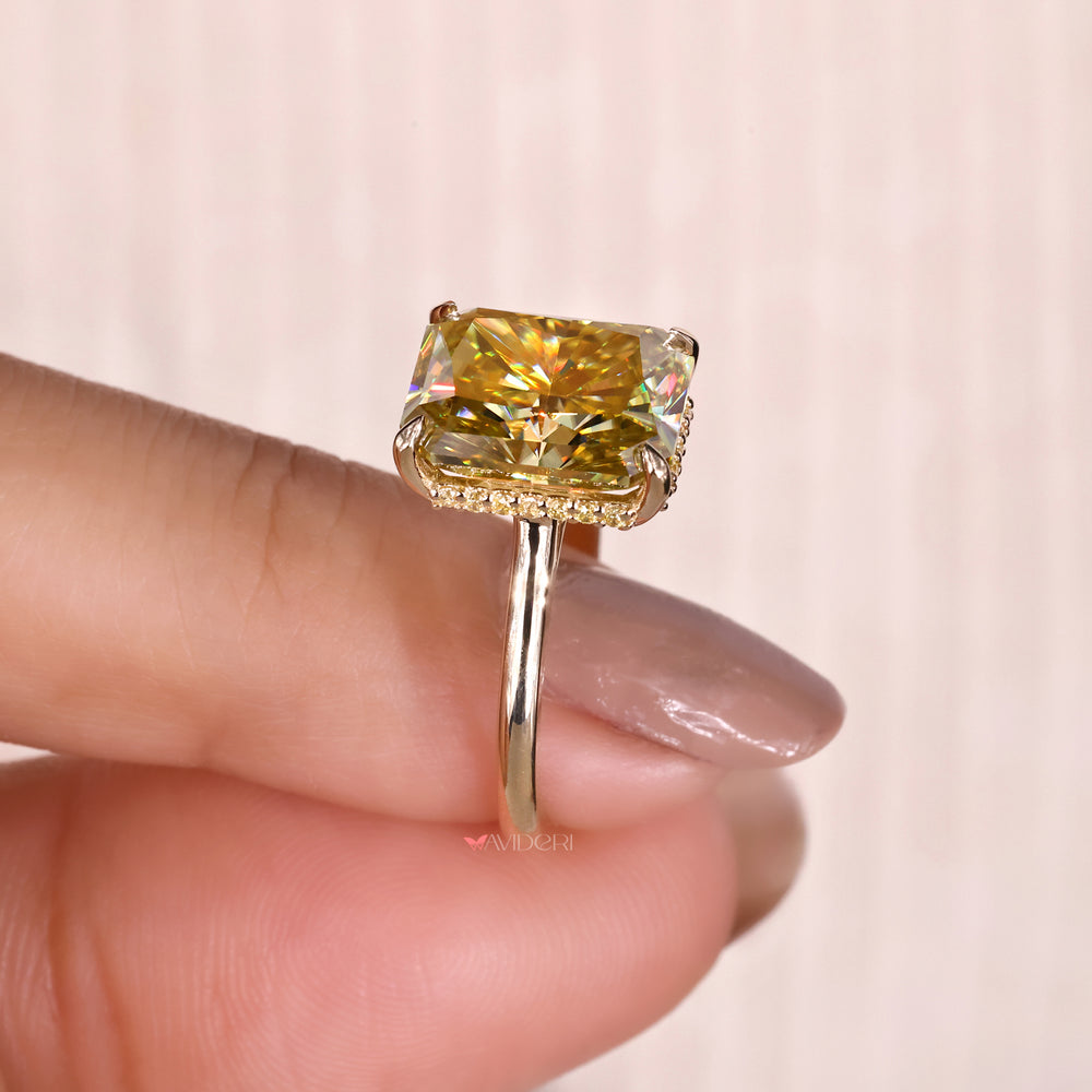 yellow gold ring 4 prong ring handmade jewelry
