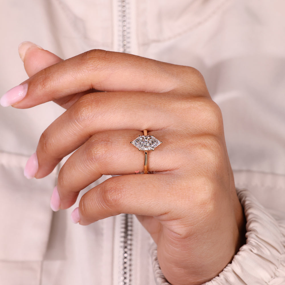 Dutch marquise ring with tapered shank design.
