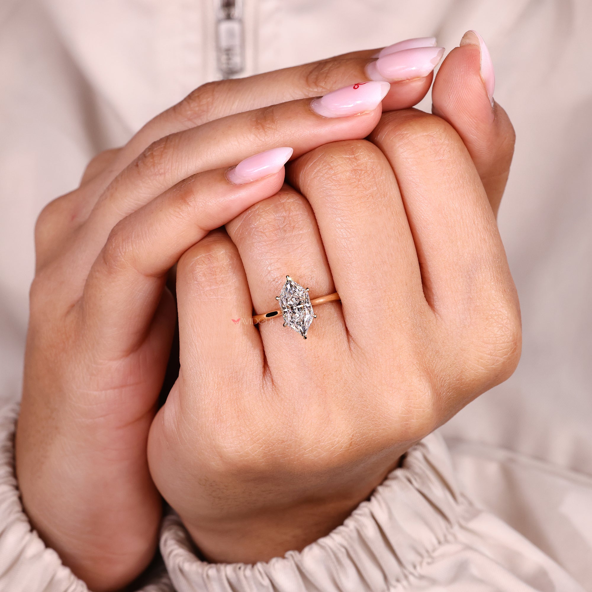 Lab grown dutch marquise diamond ring handmade.
