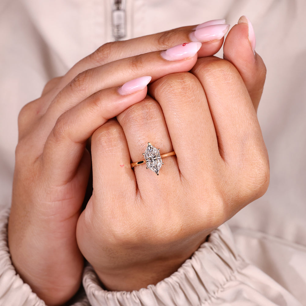 Lab grown dutch marquise diamond ring handmade.
