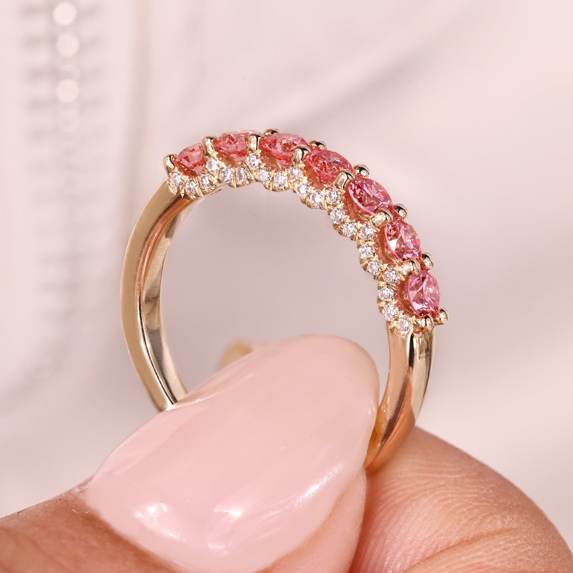 U prong micro pave setting in custom wedding band.