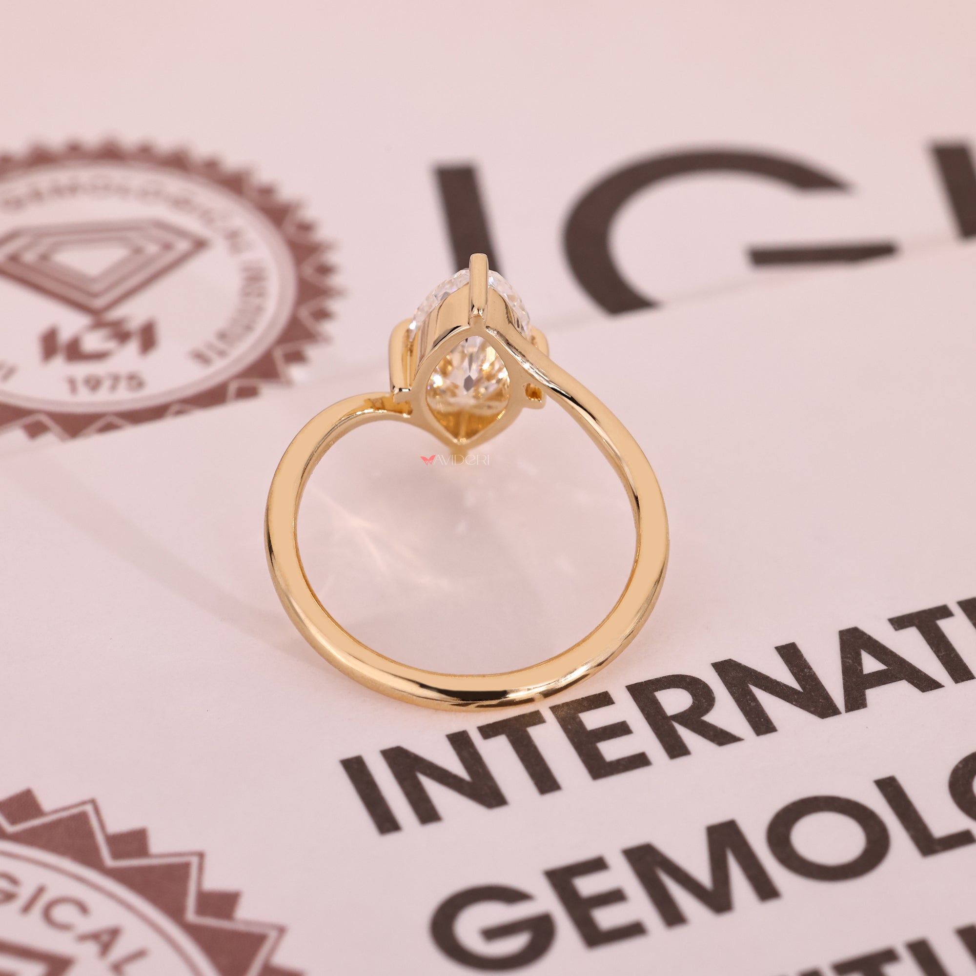 Lab grown marquise solitaire diamond ring handmade.