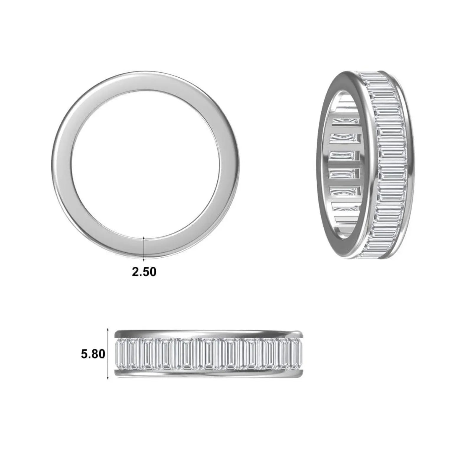 Handmade baguette diamond band for women, featuring a unique eternity style.