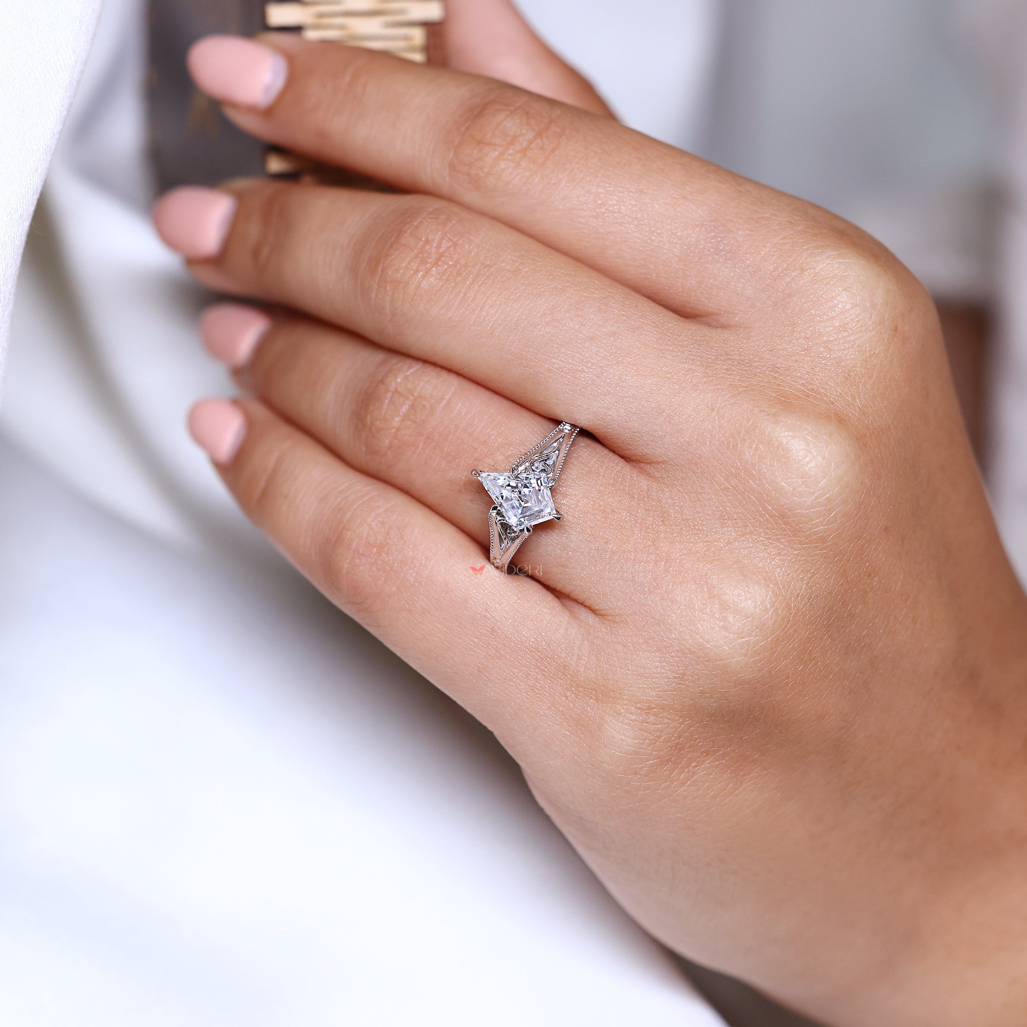 Diamond ring gift for her in vintage style.