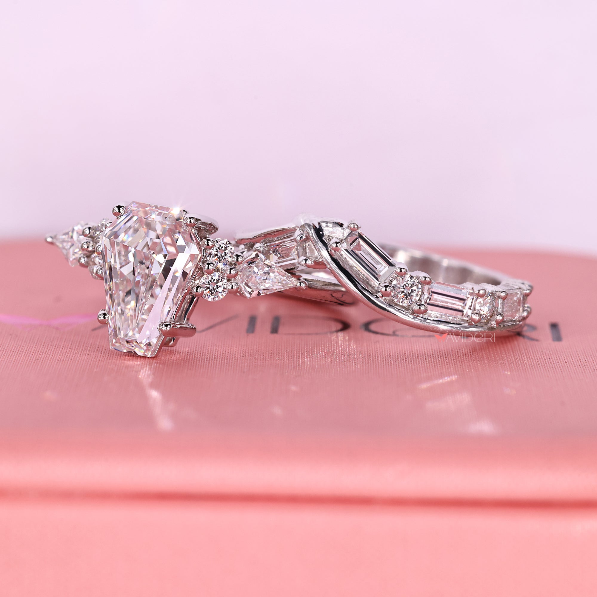 Curvy band bridal set with Lab Grown Diamond.