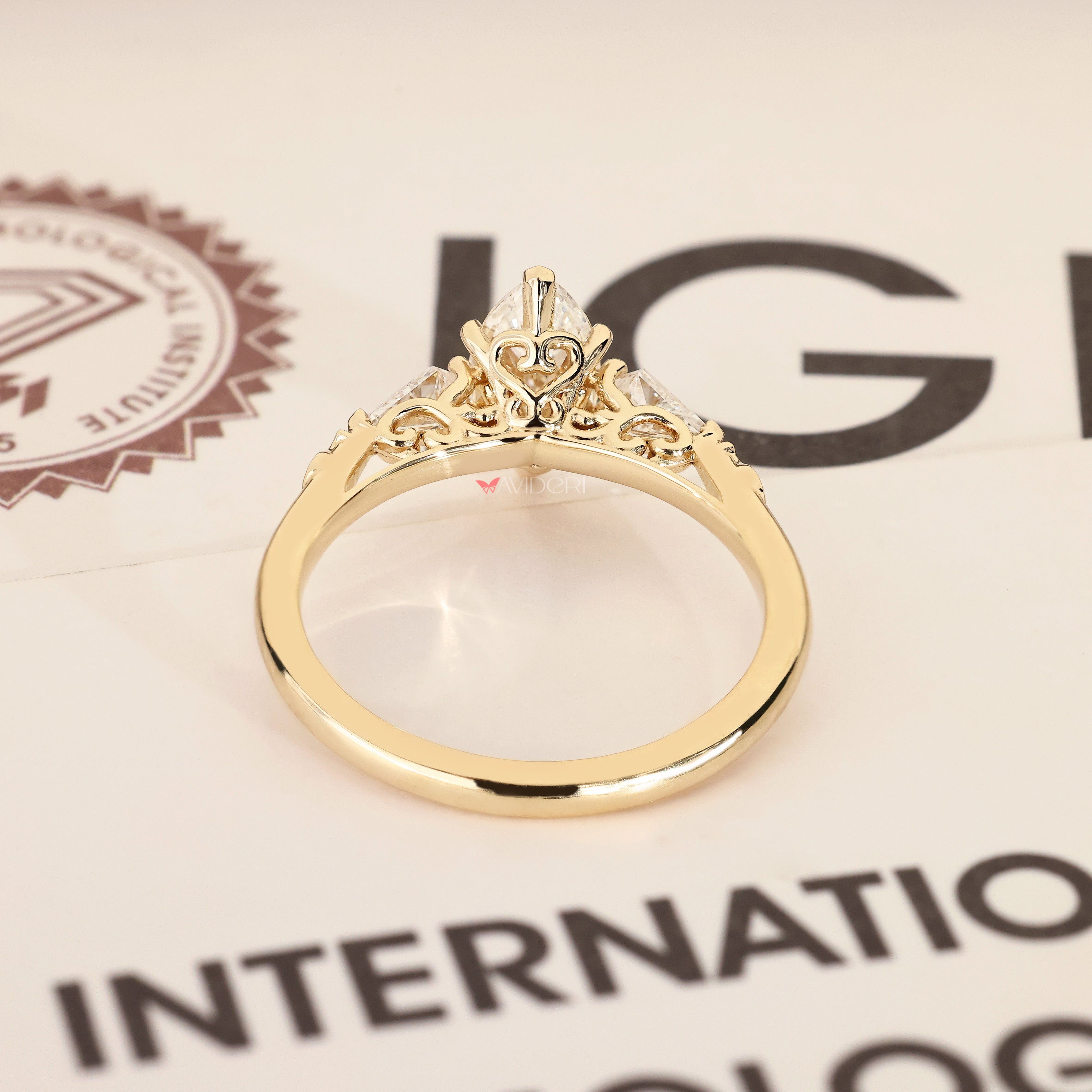 IGI certified marquise diamond ring handmade.
