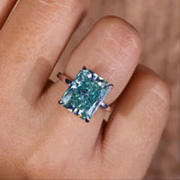 Radiant Engagement Ring in Ocean Blue Moissanite