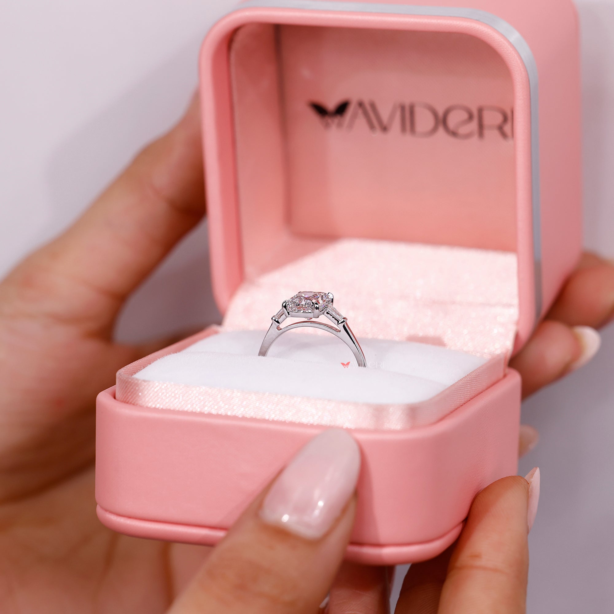 Avideri engagement ring with 3 stone engagement ring.