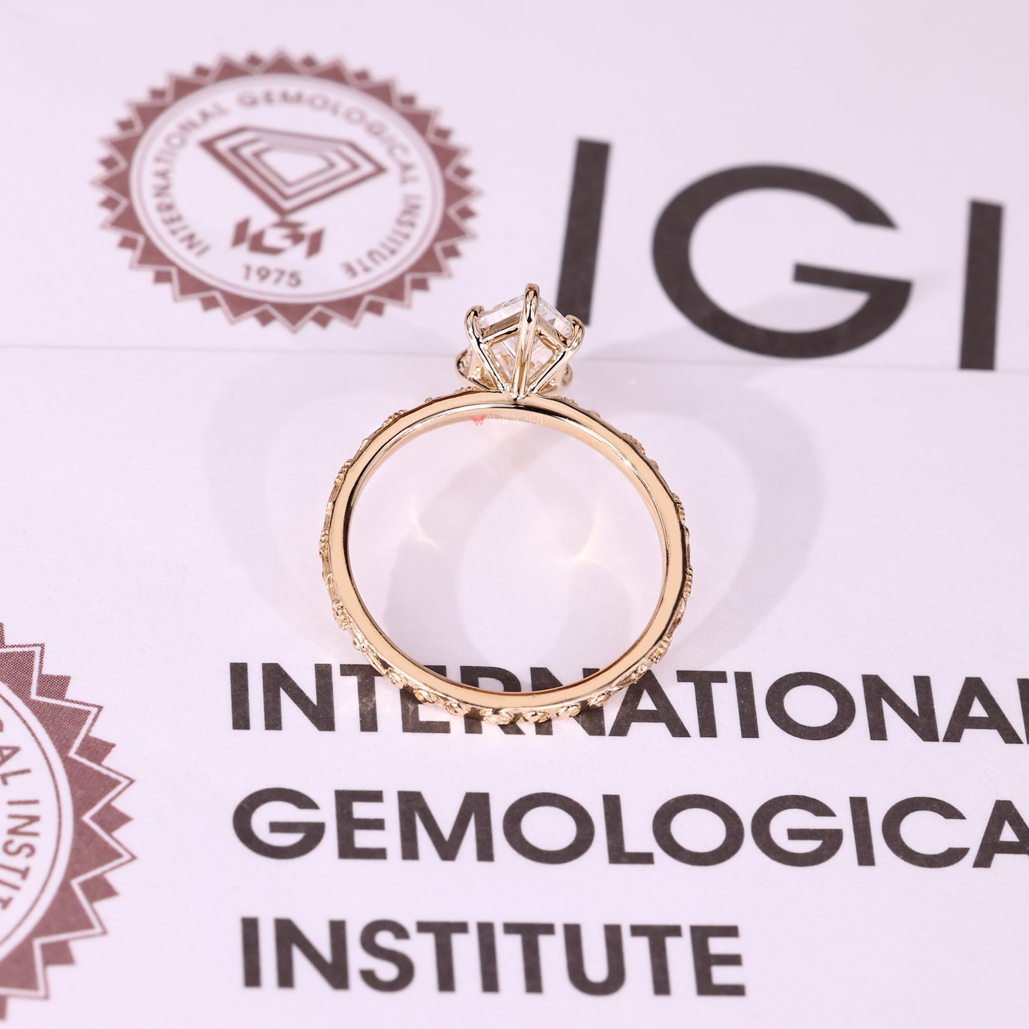 Yellow Gold Engagement Ring with Art Deco Ring.