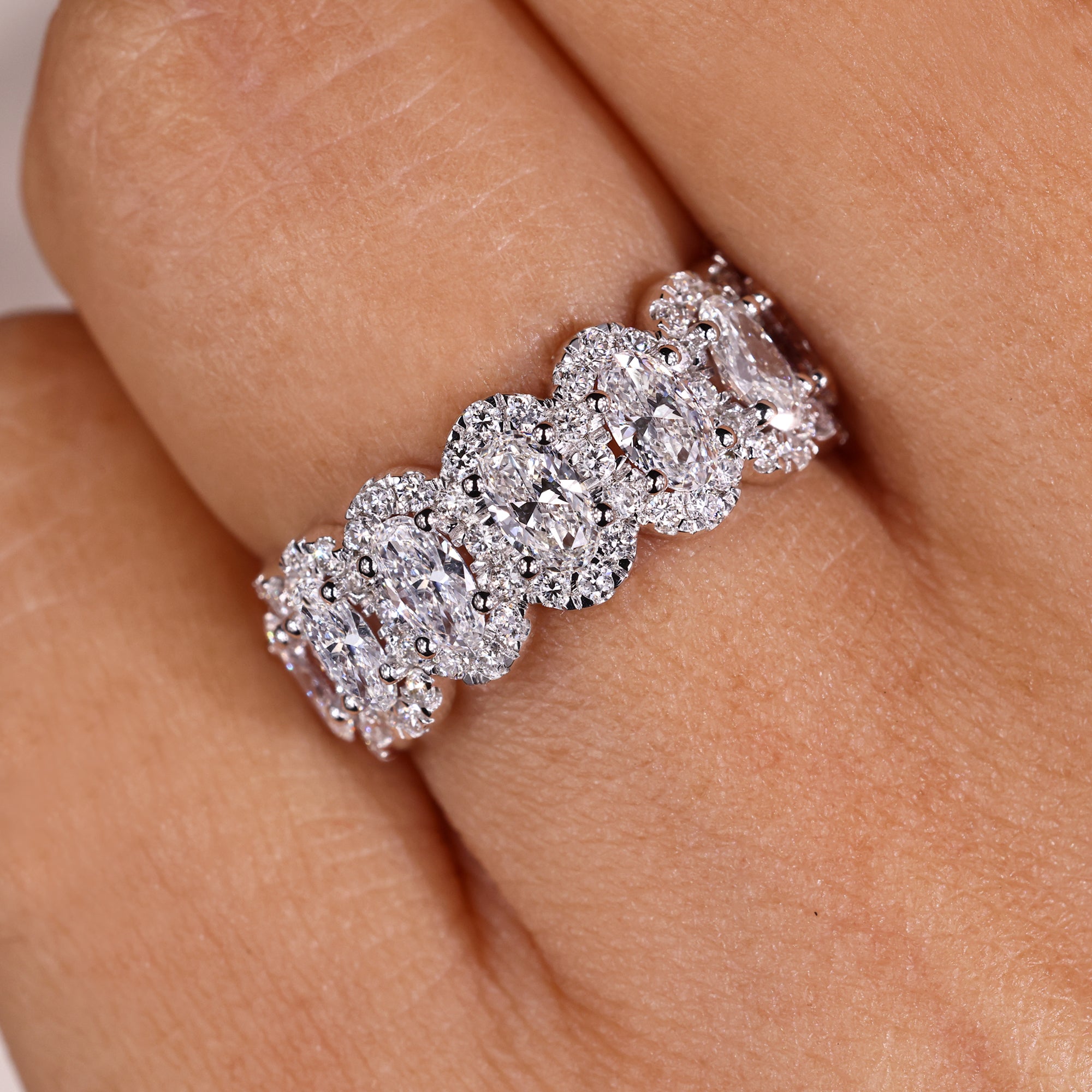 Lab Grown Diamond eternity band with prong setting.