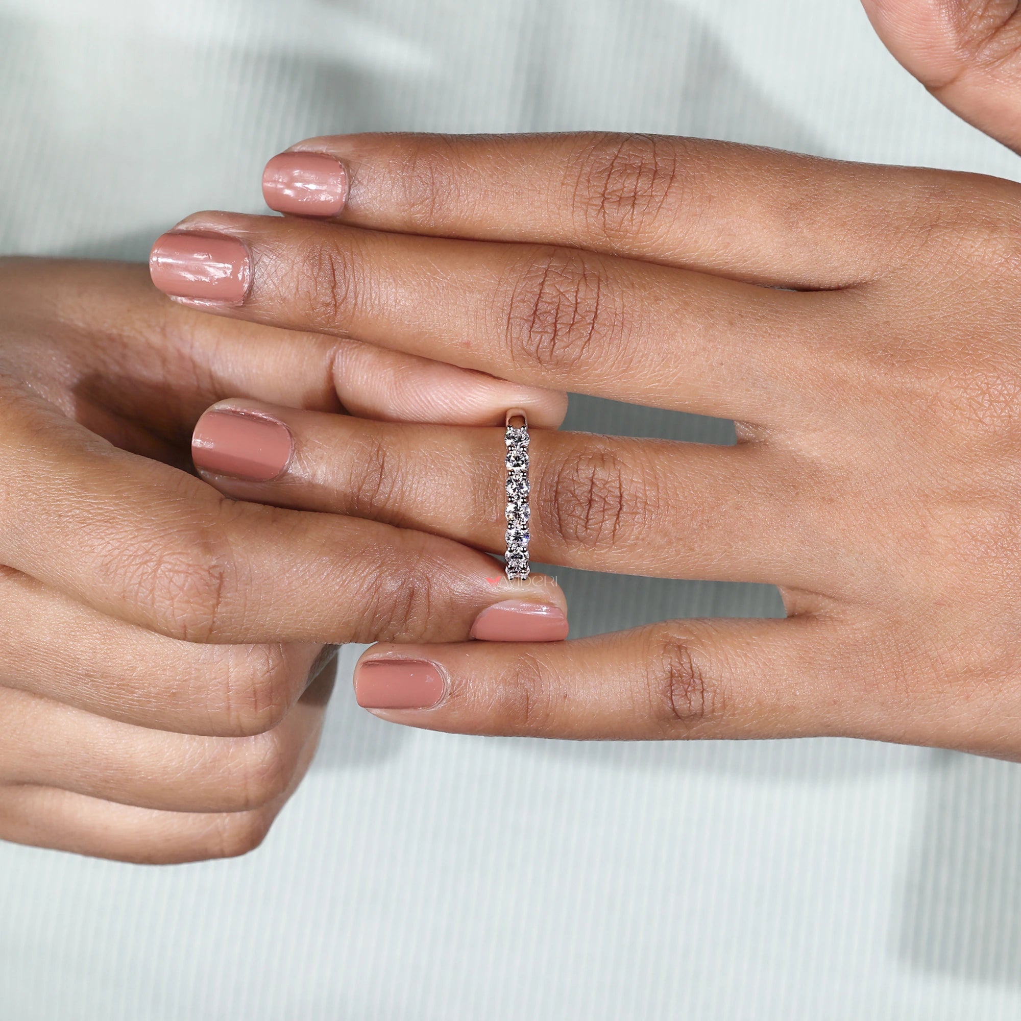 Custom wedding band with lab grown diamond.