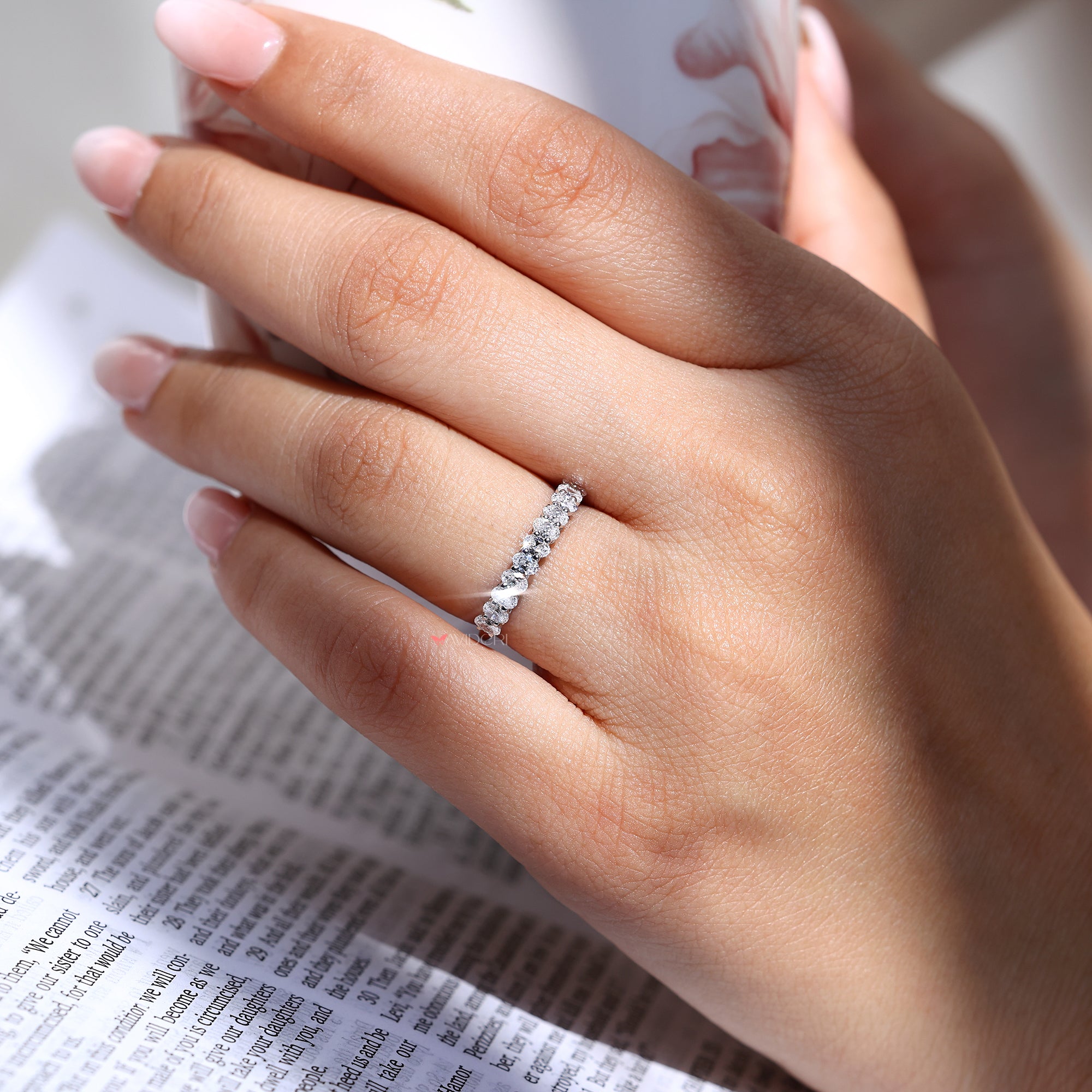 Diamond Half Eternity Band in white gold.