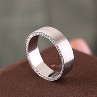 White Gold Men Wedding Band – Round Diamond