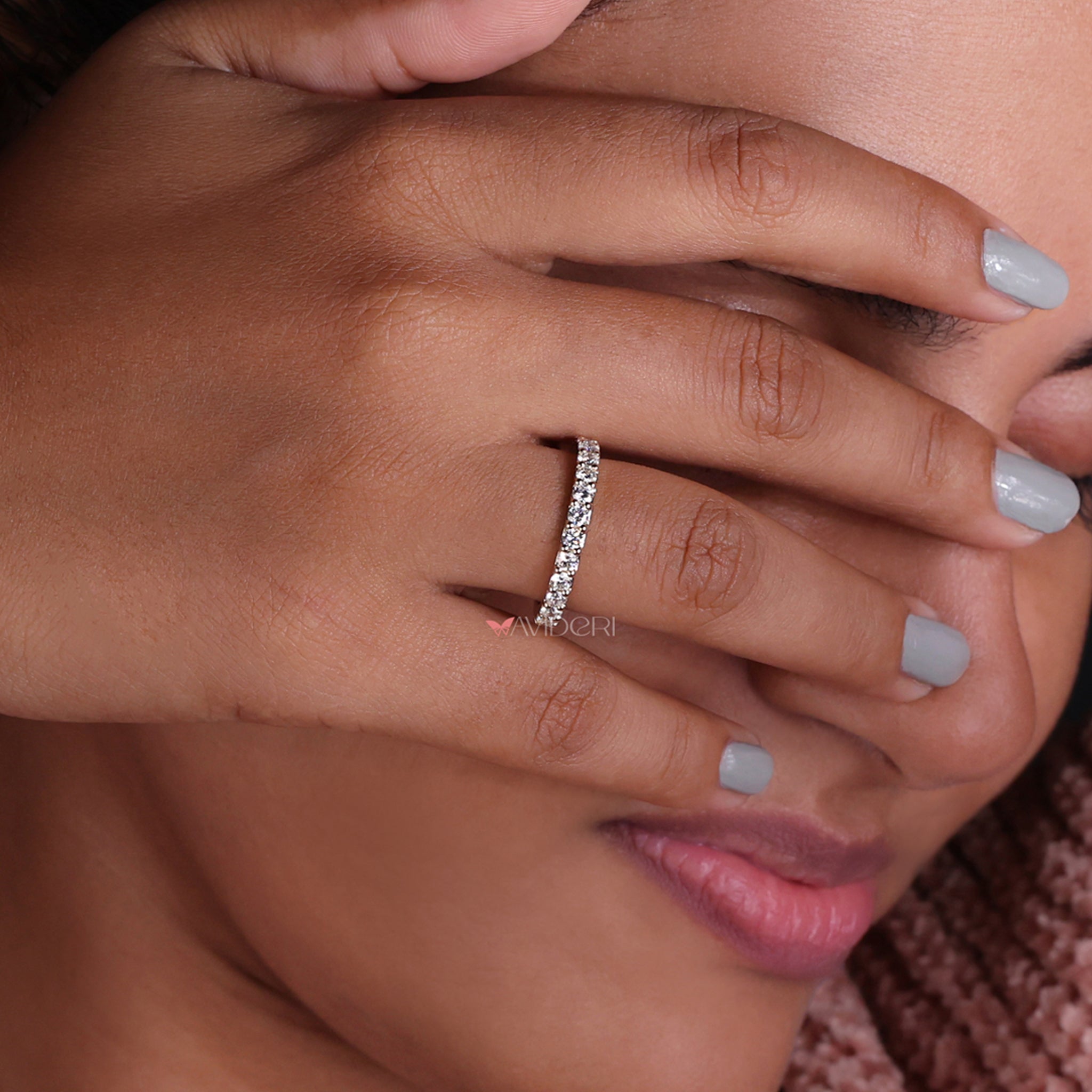 Round diamond eternity band for a sophisticated design.
