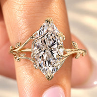 Solitaire Marquise Diamond Engagement Ring in Nature Inspired