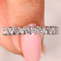 Marquise And Baguette Cut Diamond 3/4 Eternity Wedding Band