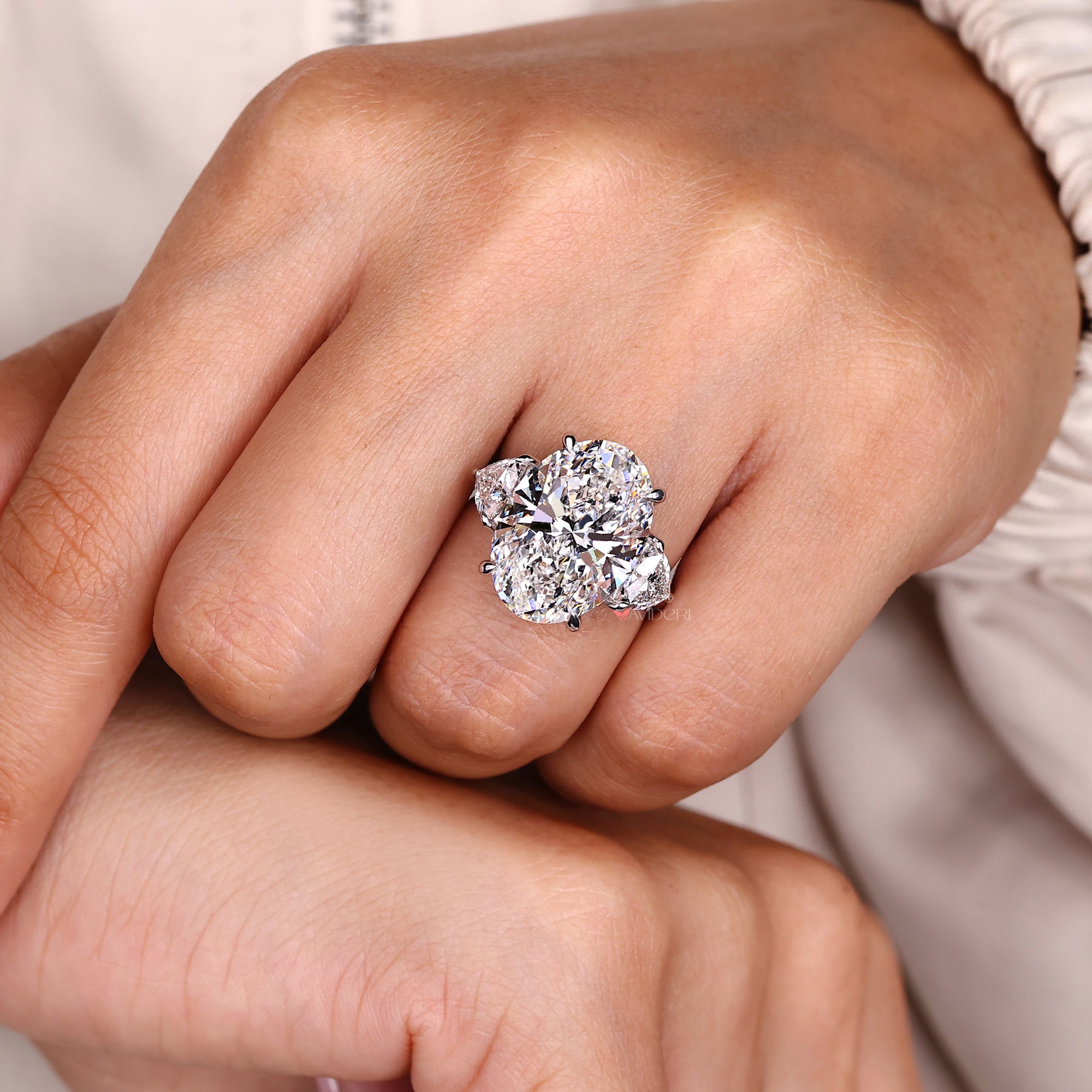 Buy Three Stone Diamond Engagement Ring in White Gold.