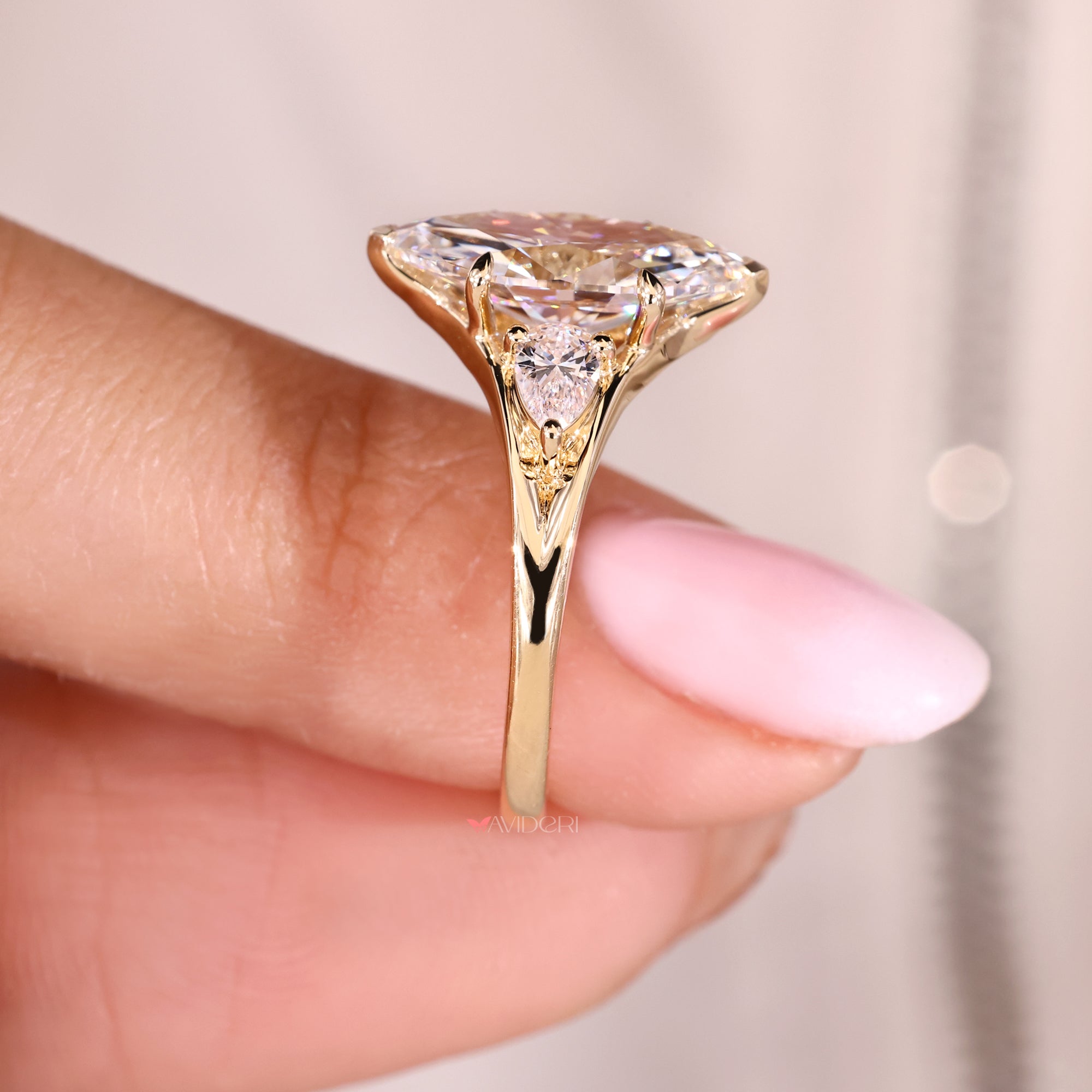 IGI certified marquise diamond ring.