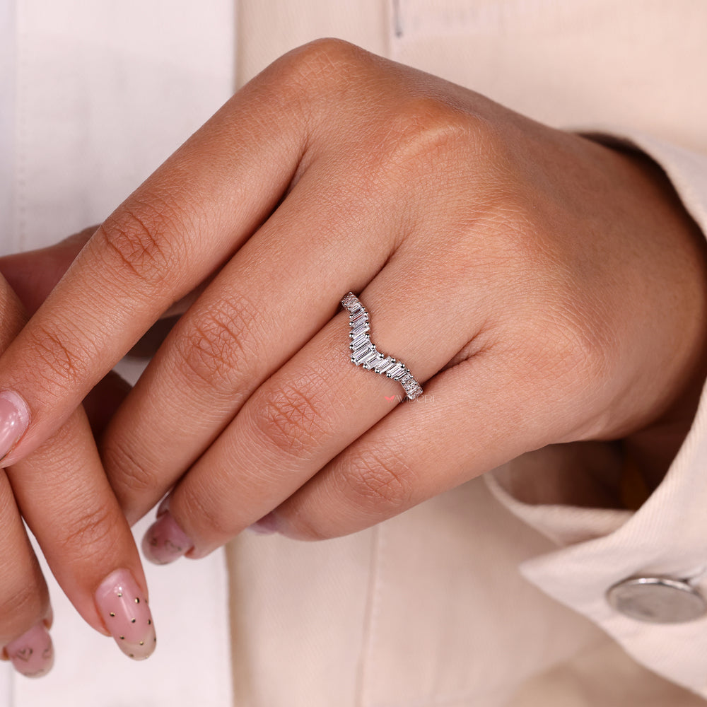 Lab grown diamond half eternity curved band.
