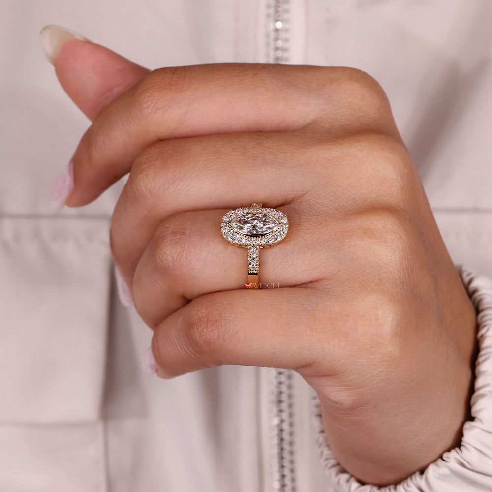 IGI certified marquise diamond engagement ring.
