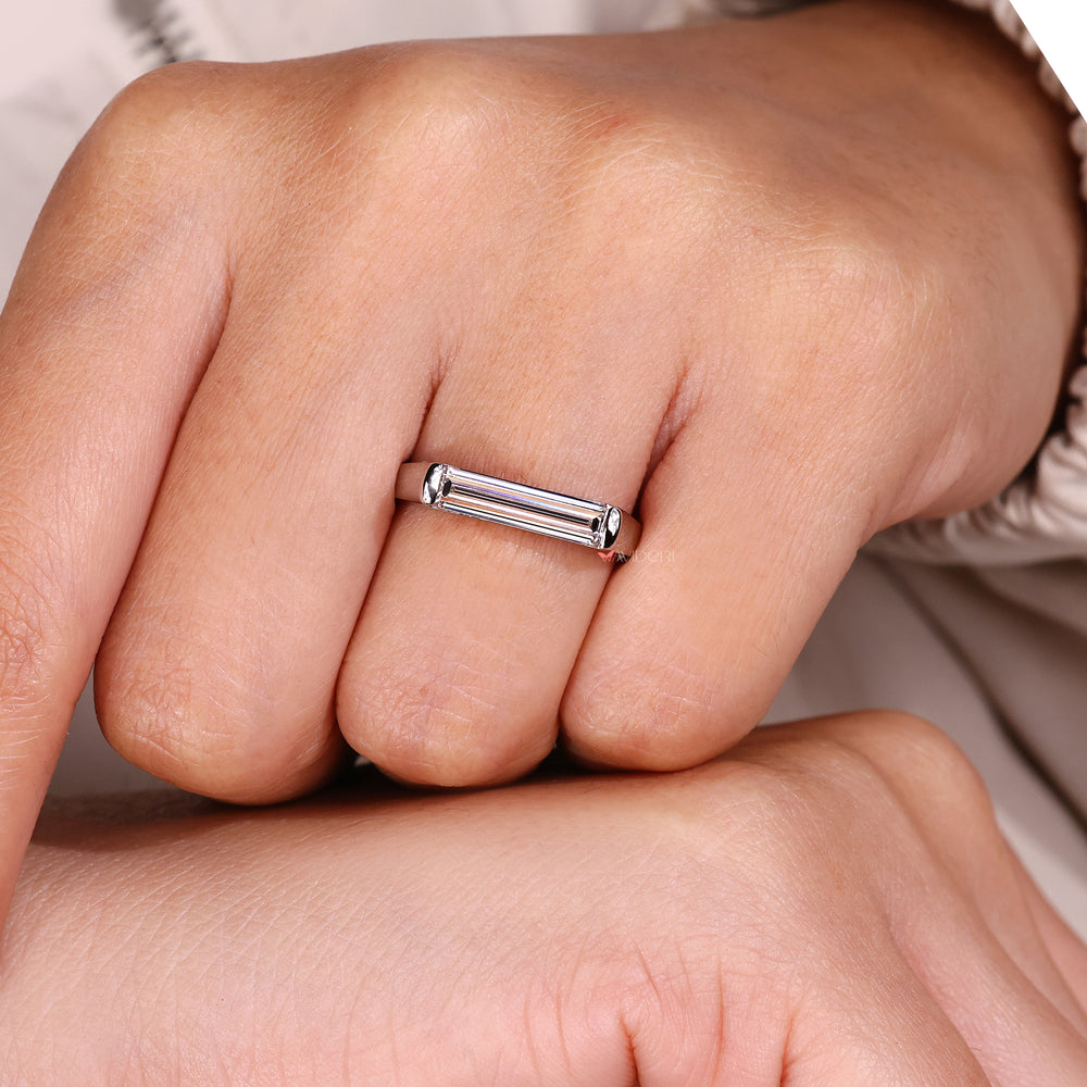 Handmade ring crafted with smooth white gold finish.