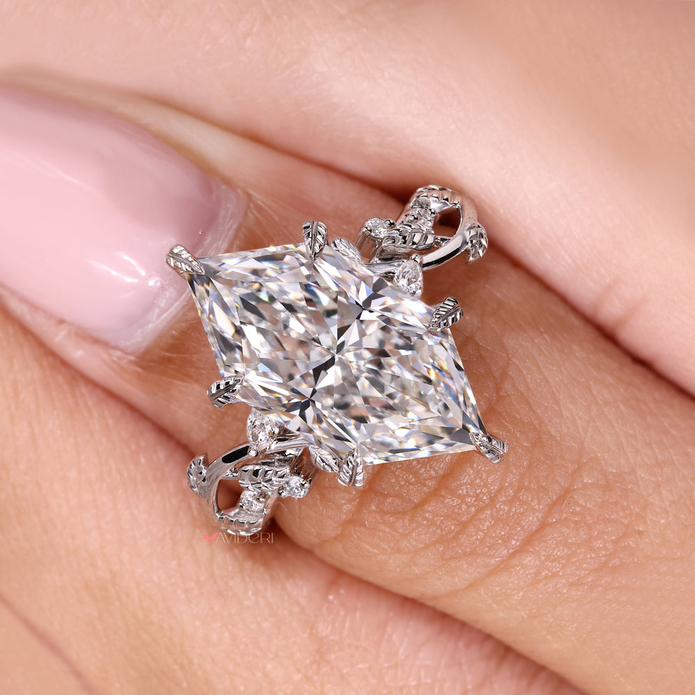 Lab grown diamond marquise ring handmade.
