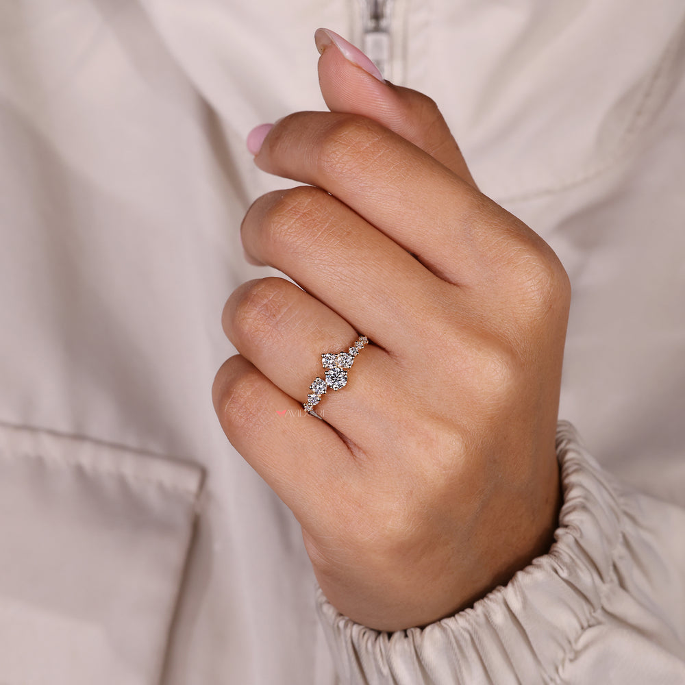 Round diamond ring featuring classic prong setting.