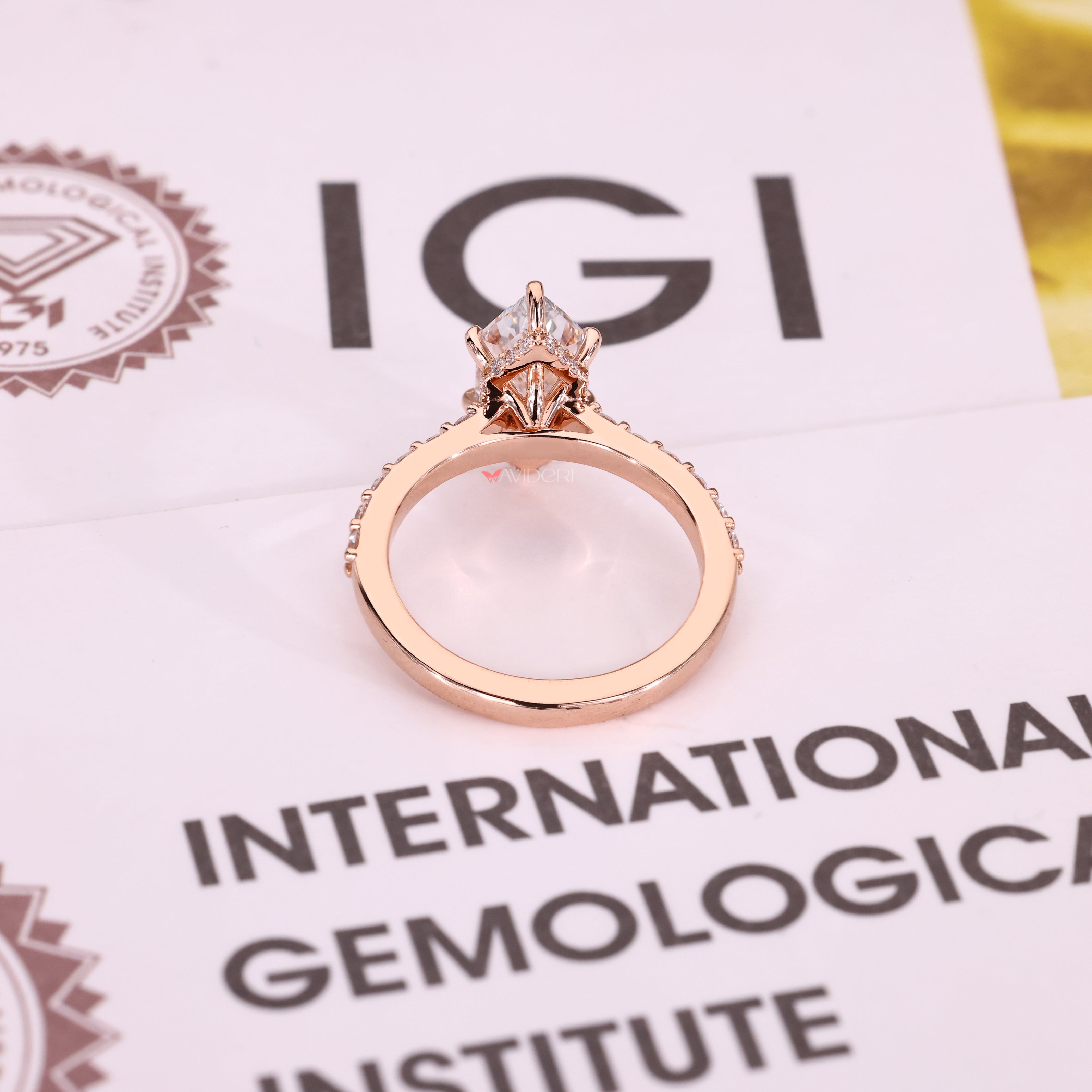 Lab grown marquise diamond ring IGI certified.
