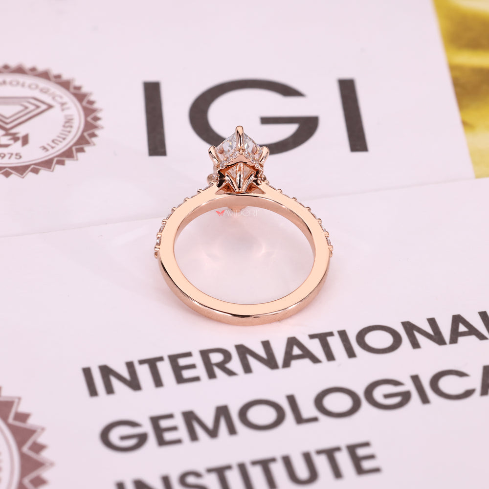 Lab grown marquise diamond ring IGI certified.

