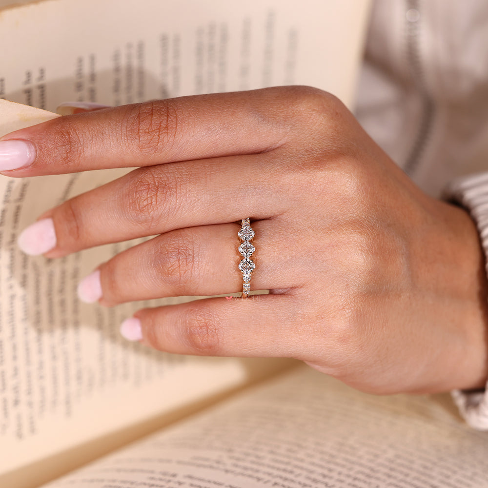 Asscher and round diamond half eternity band.
