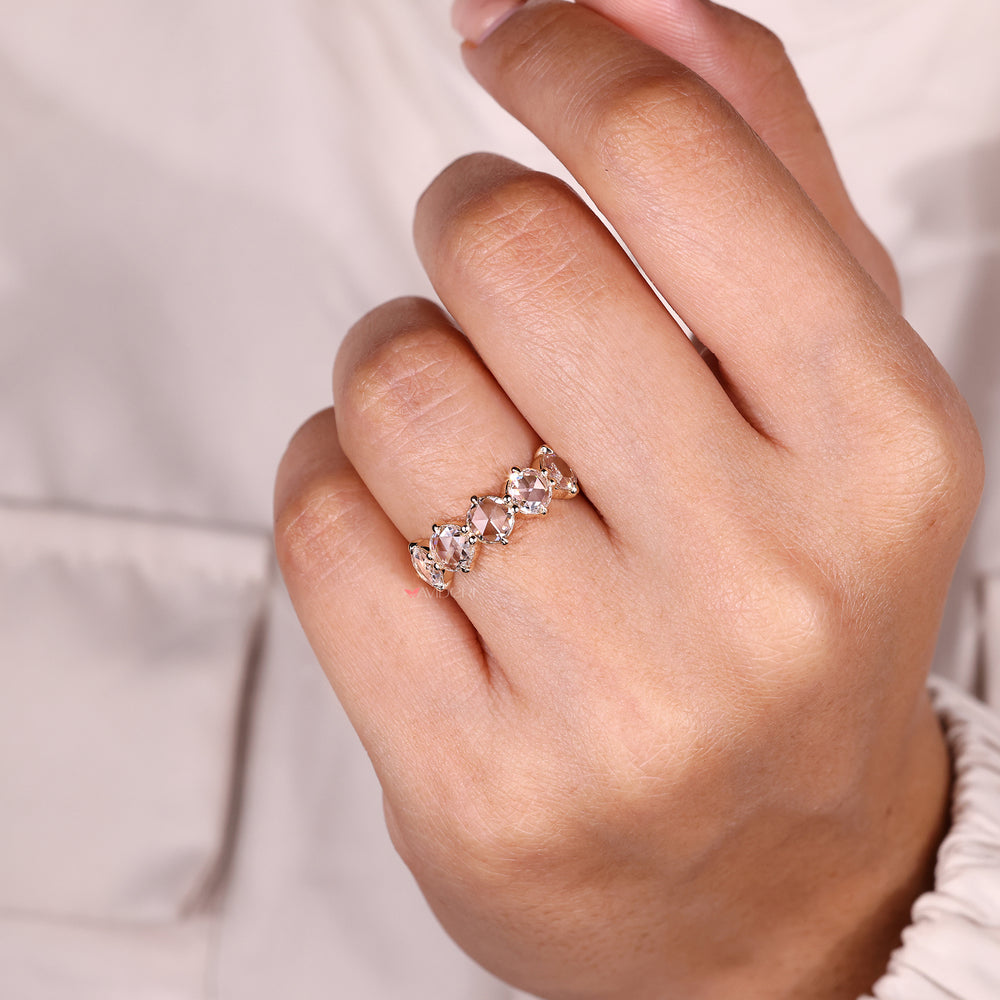 Five stone rose cut diamond engagement band.
