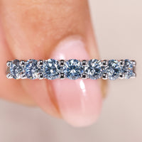 Round Cut Blue Diamond Wedding Band