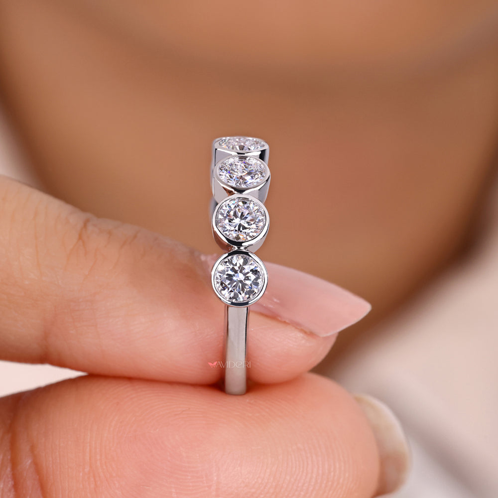 Buy wedding band crafted from white gold and handmade details.
