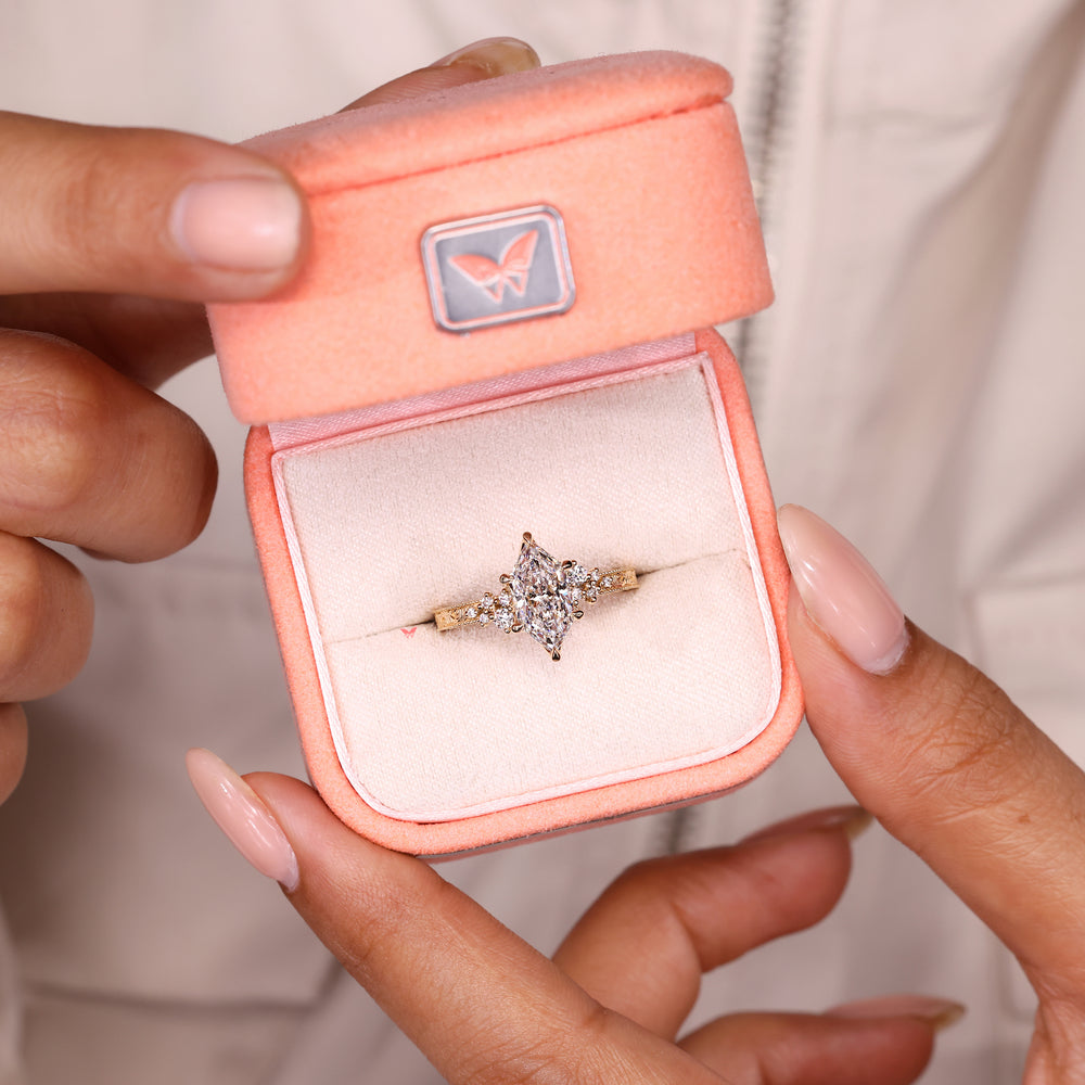 Vintage marquise ring with tulip basket set.
