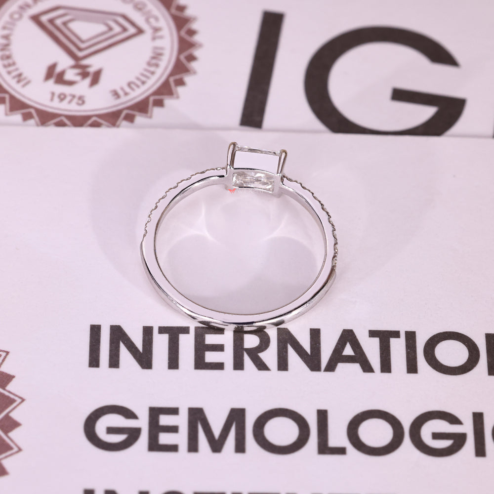 IGI certified radiant cut diamond ring handmade.