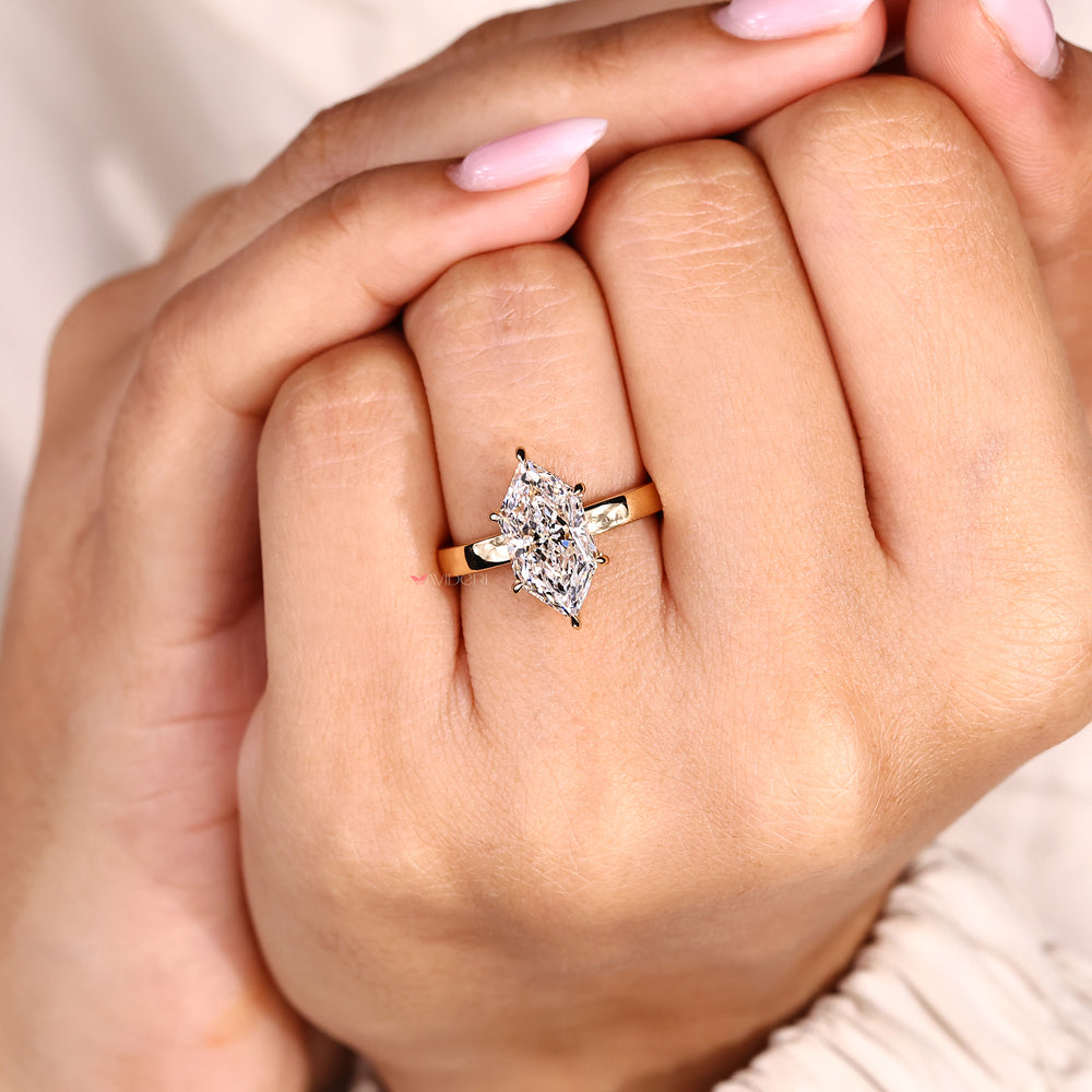 IGI certified Dutch marquise lab grown diamond ring.