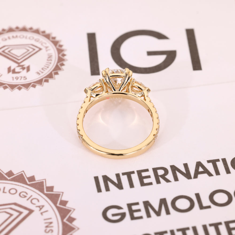 Lab grown cushion diamond ring IGI certified.
