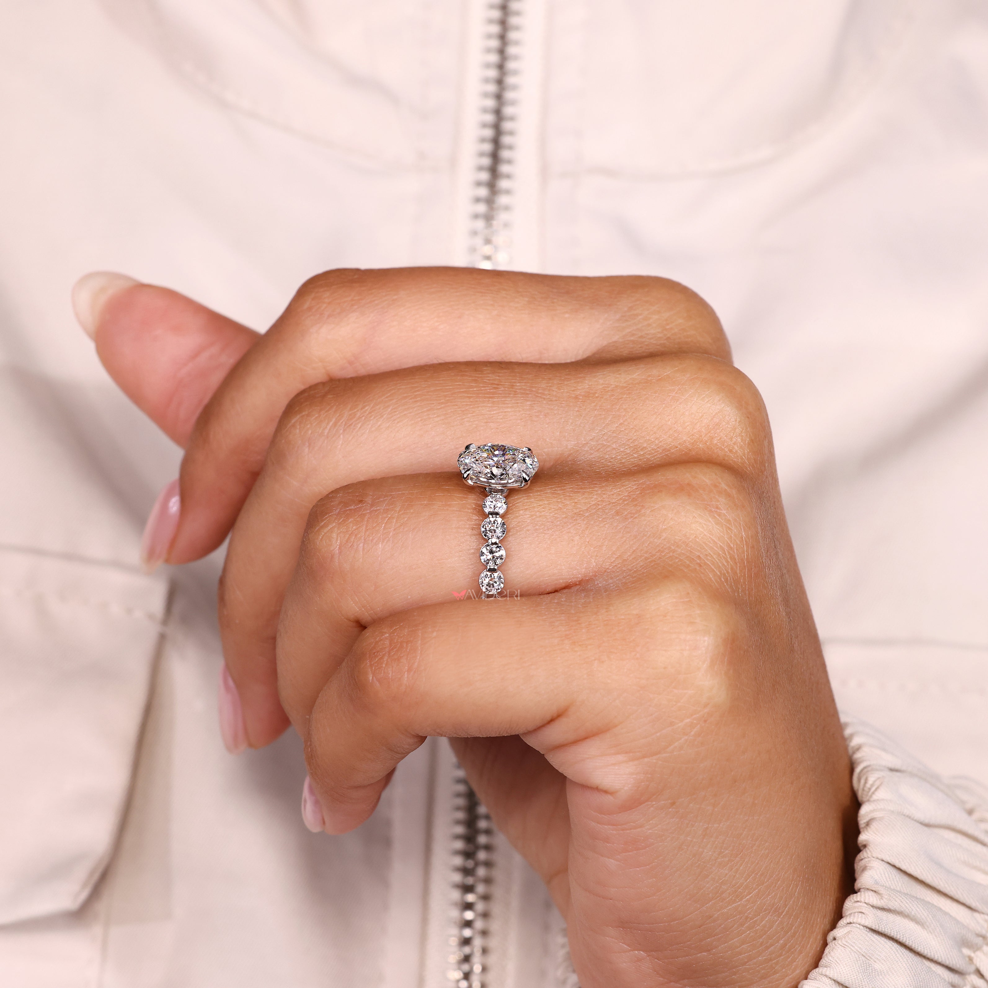 Lab grown oval diamond ring IGI certified.
