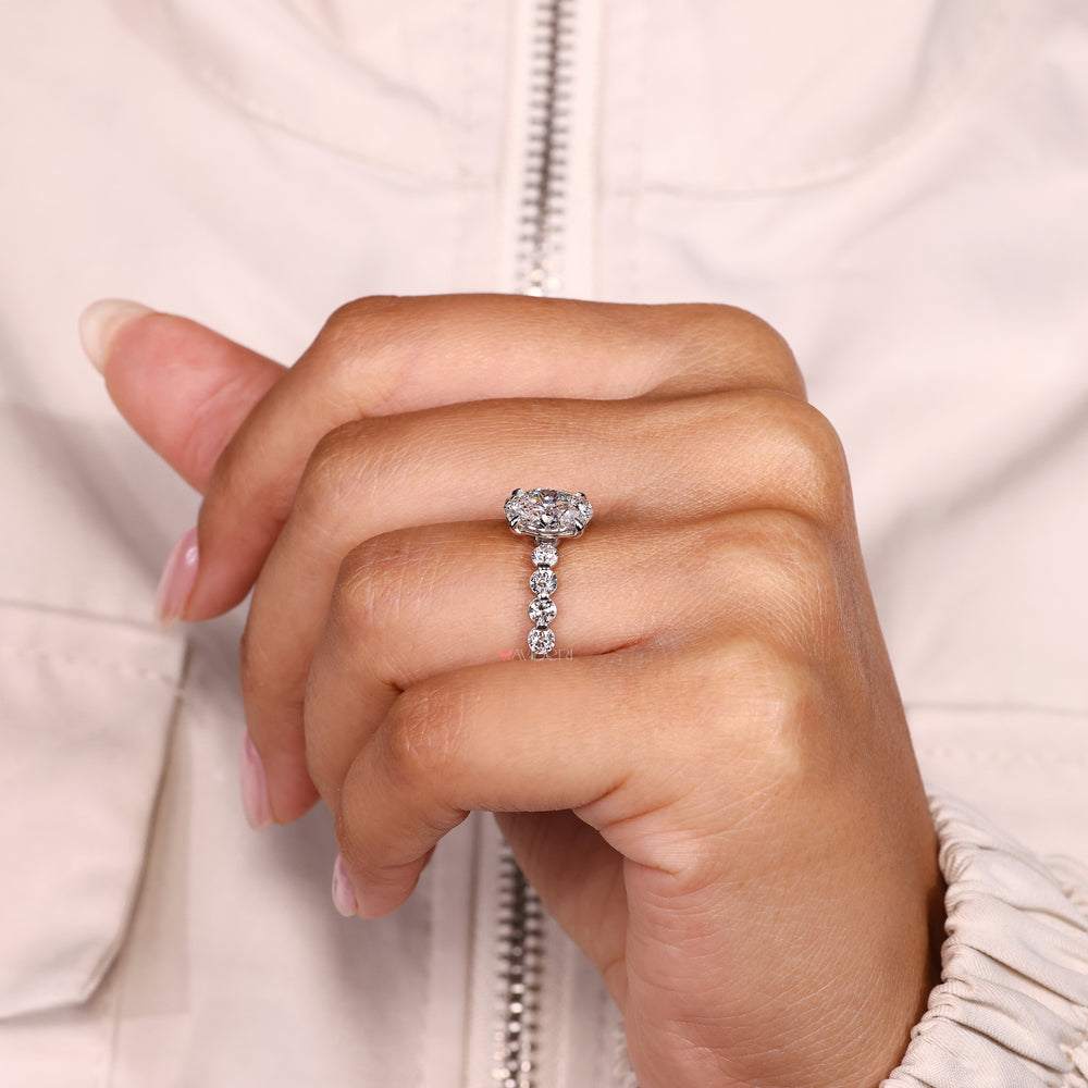 Lab grown oval diamond ring IGI certified.
