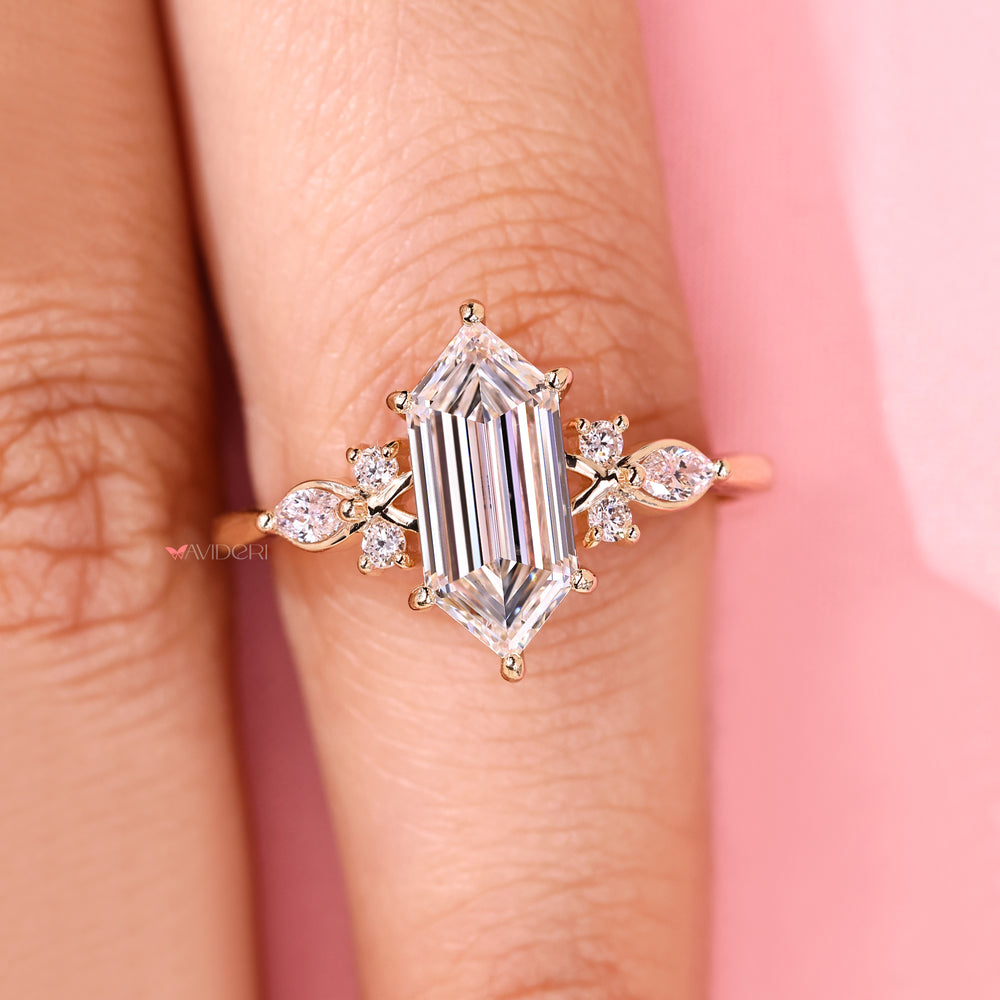 IGI certified lab grown hexagon diamond ring.

