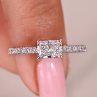 East West Engagement Ring Featuring Radiant Diamond