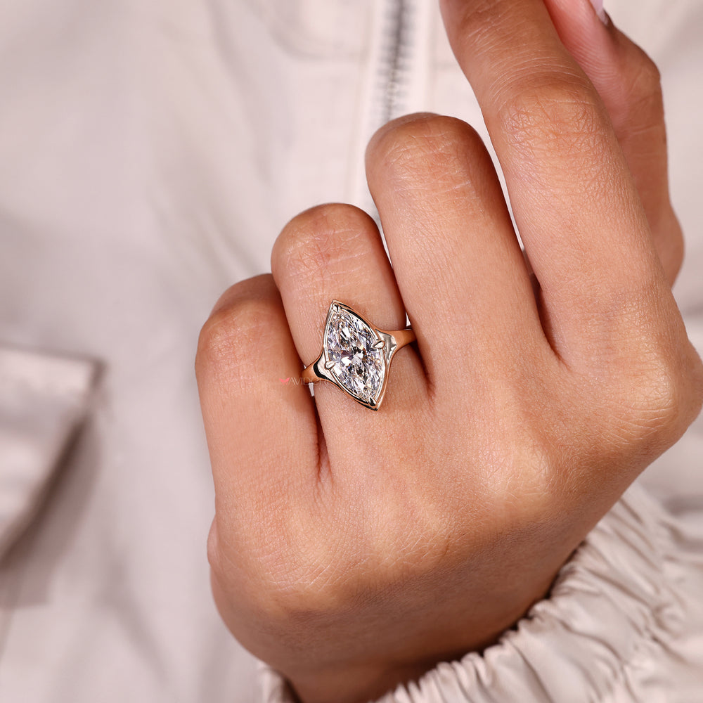 Handmade marquise ring with careful finish.