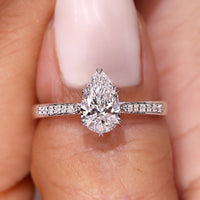 Pear Diamond Engagement Ring With Pave Setting