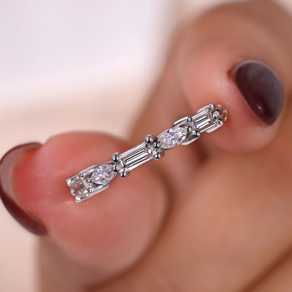 Handmade wedding band with unique design.
